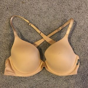 Aerie Lightly Lined crossed strap nude bra